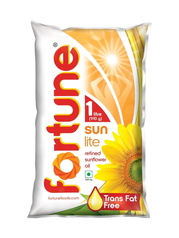 Fortune Sunlite Refined Sunflower Oil, 870 g Pouch