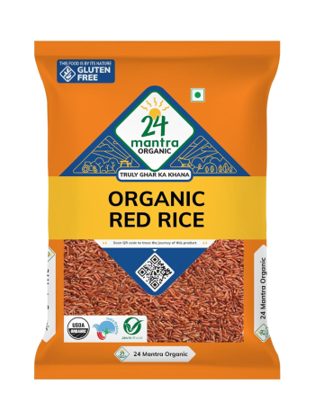 24 Mantra Organic Unpolished Red Rice/Red Chawal/Lal Chawal (1 Kg)