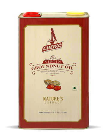 Chekko Kachi Ghani Cold Pressed Virgin Groundnut/Peanut Oil (5L)