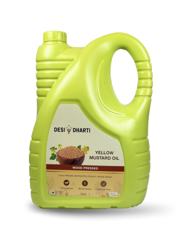 Desi Dharti Premium Wood Cold Pressed Yellow Mustard Oil (5L)