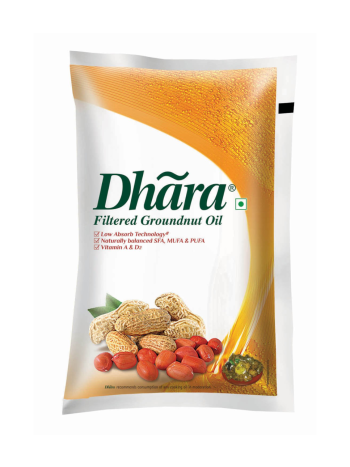 Dhara Filtered Groundnut Oil (0% Trans Fat), 1 L Pouch