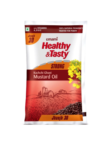 Emami Healthy & Tasty Strong Kachchi Ghani Mustard Oil Pouch (825g)