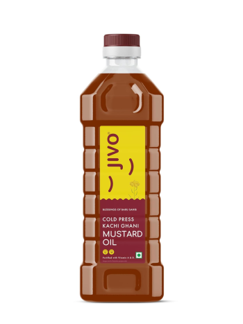 JIVO Cold Pressed Kachi Ghani Chemical Free Mustard Daily Cooking Oil (1L)