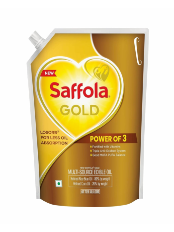 Saffola Gold Refined Cooking oil (3L Standee pouch)